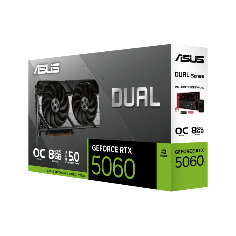 بسته‌بندی اورجینال کارت گرافیک ASUS Dual RTX 5060 8GB